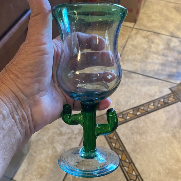 Vintage Mexican hand blown cactus glasses. Sangria/wine set of 6. Excel conditio - Picture 3 of 4